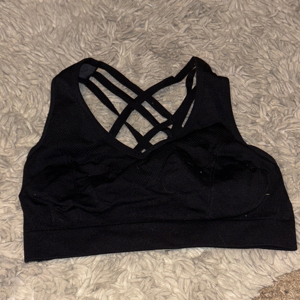 Black Strappy Sports Bra